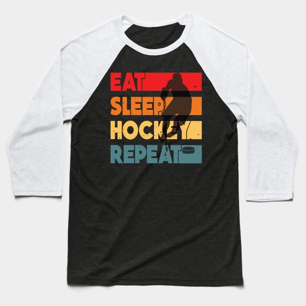 Eat Sleep Ice Hockey Repeat Baseball T-Shirt by rhazi mode plagget